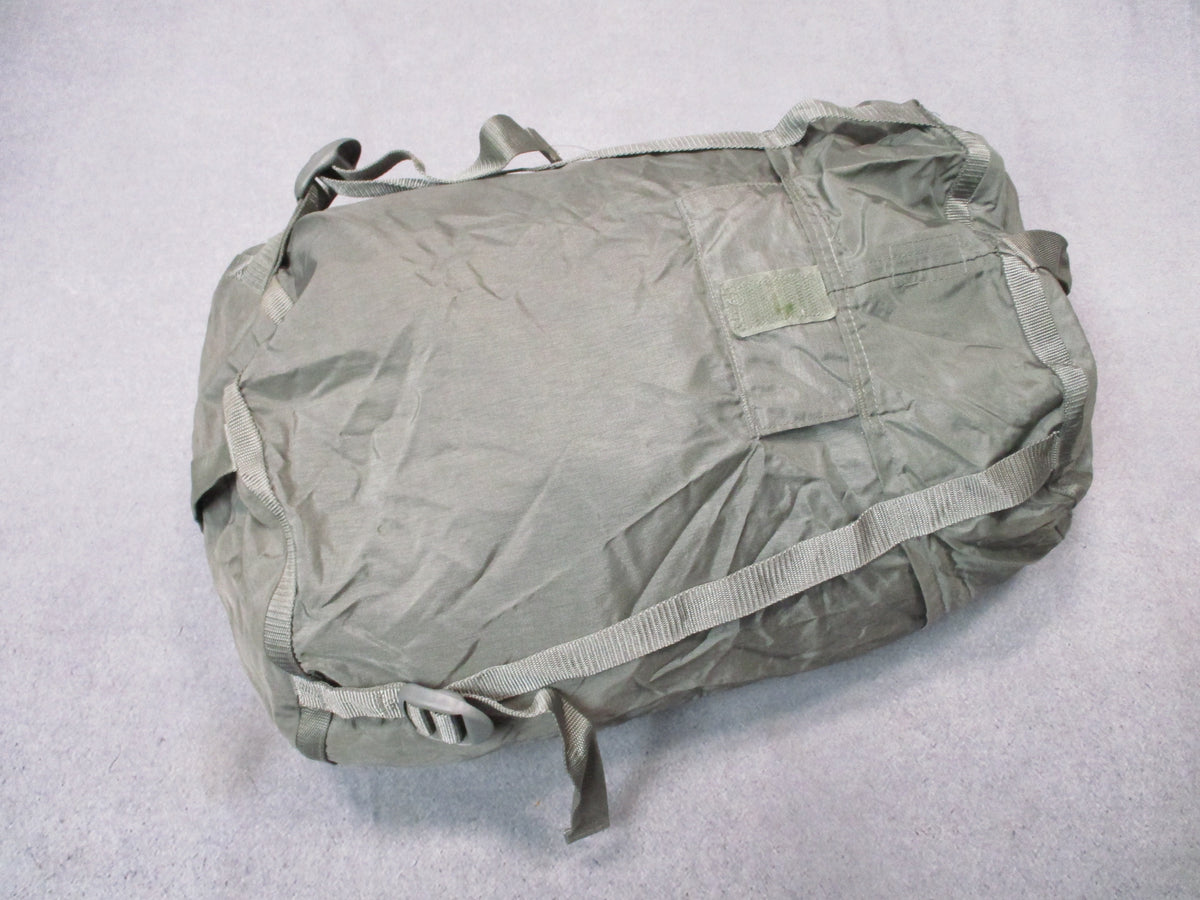 USGI US Army small compression stuff sack in urban gray, compact military gear bag with drawstring closure
