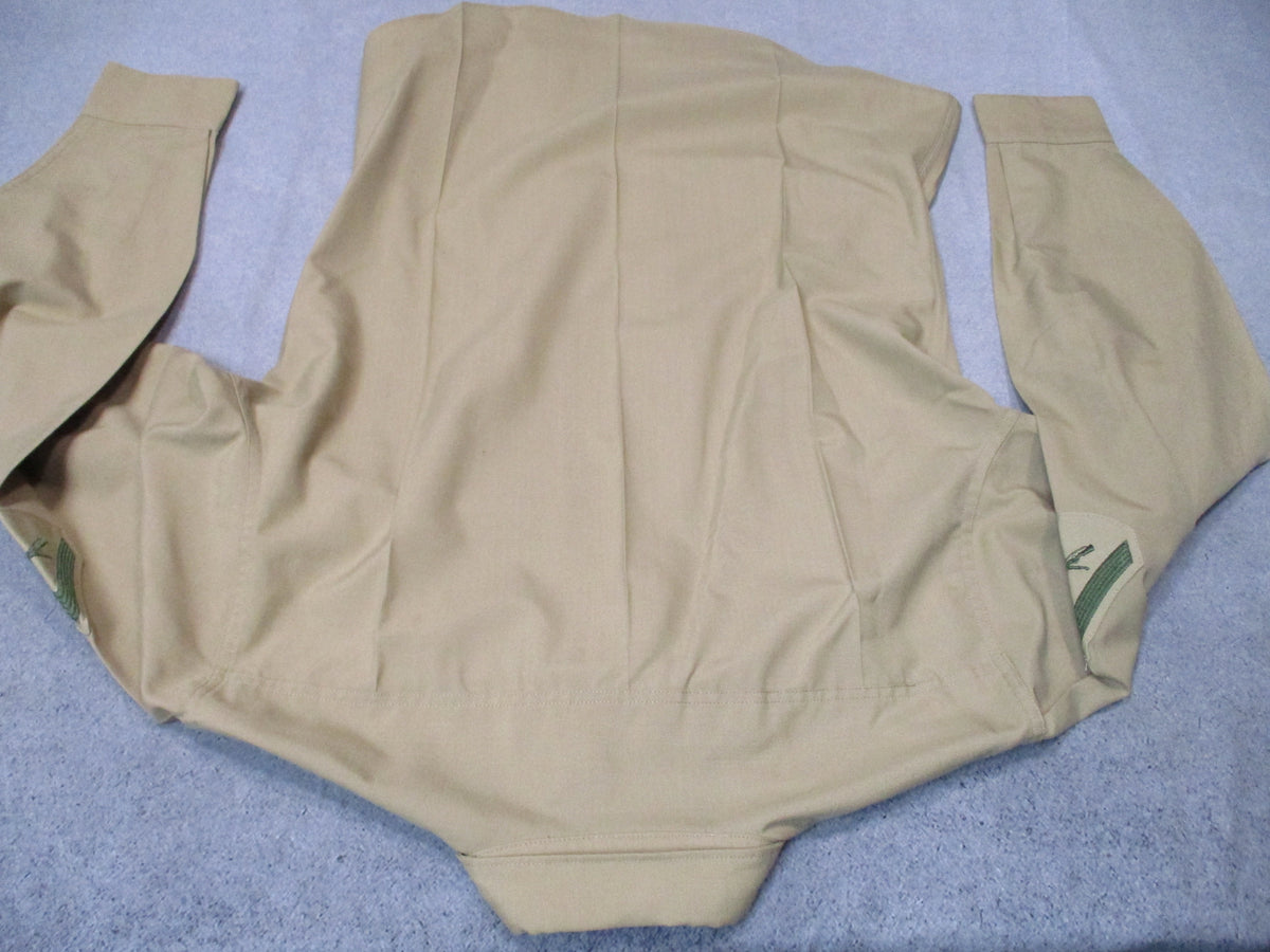 USGI USMC khaki dress uniform shirt by DSCP Valor Collection with LCpl rank, men’s 16x37, front view