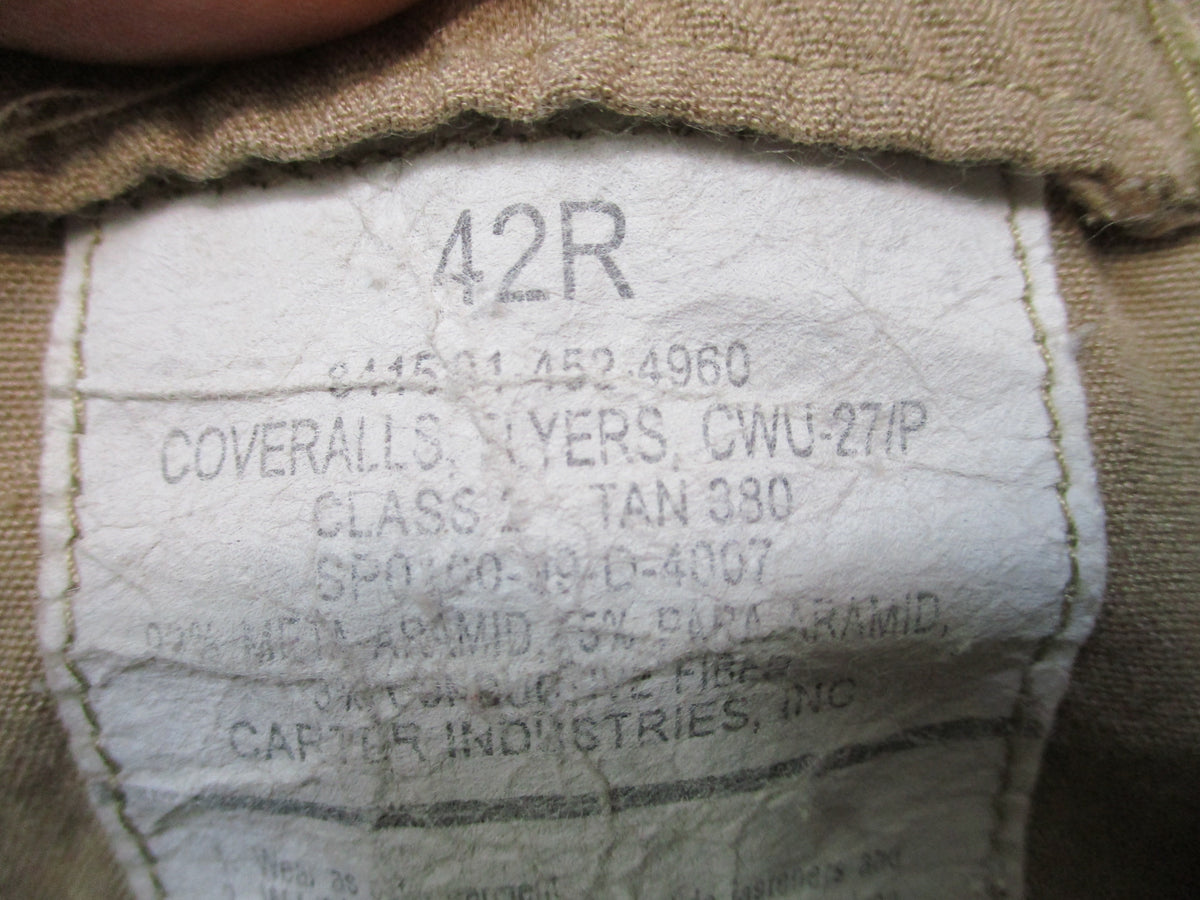 USGI CWU-27/P Flyers Flight Suit Tan 380 42R Aramid 8415-01-452-4960