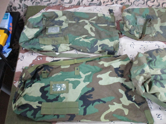 USGI Sewing Project 4 Woodland Camo Ensemble Bags Damaged Repair Fabric Lot