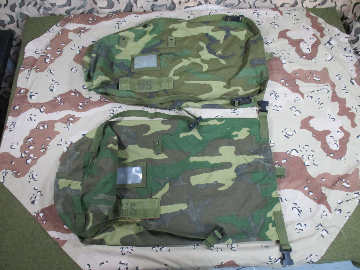 USGI Woodland Camo Ensemble Carrying Bags 2 Pack Military Surplus Used Fair