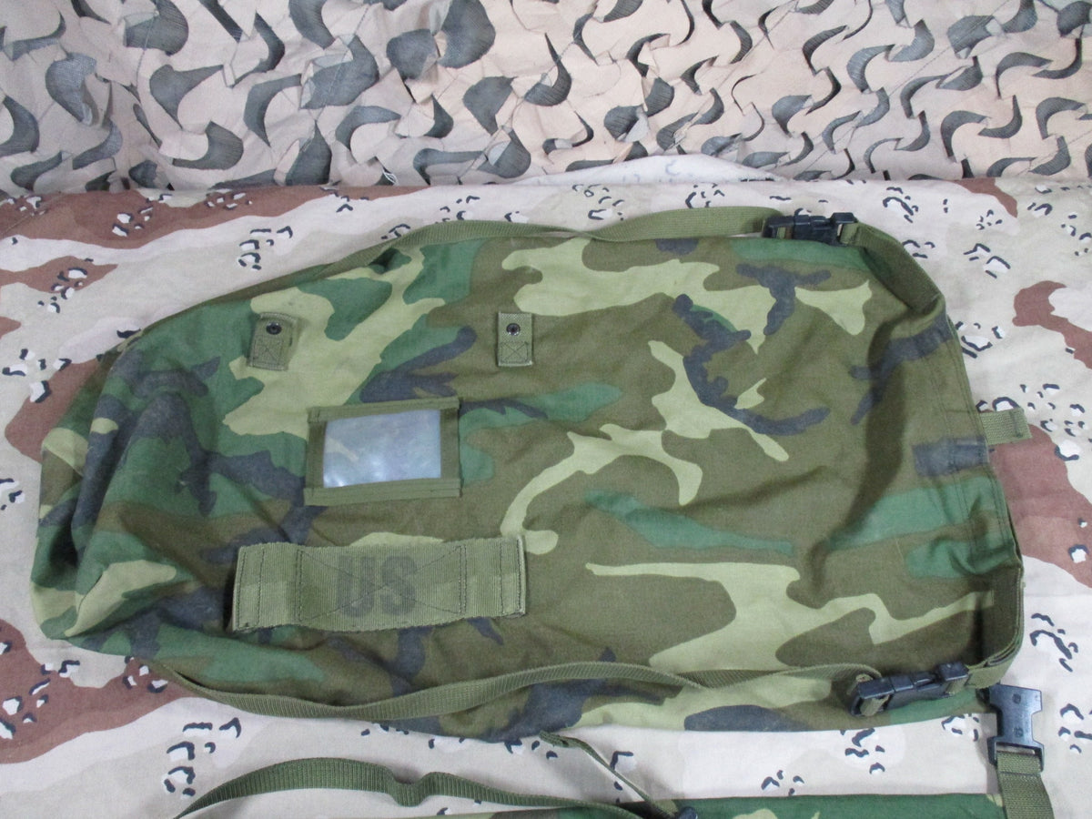 USGI Woodland Camo Ensemble Carrying Bags 2 Pack Military Surplus Used Fair