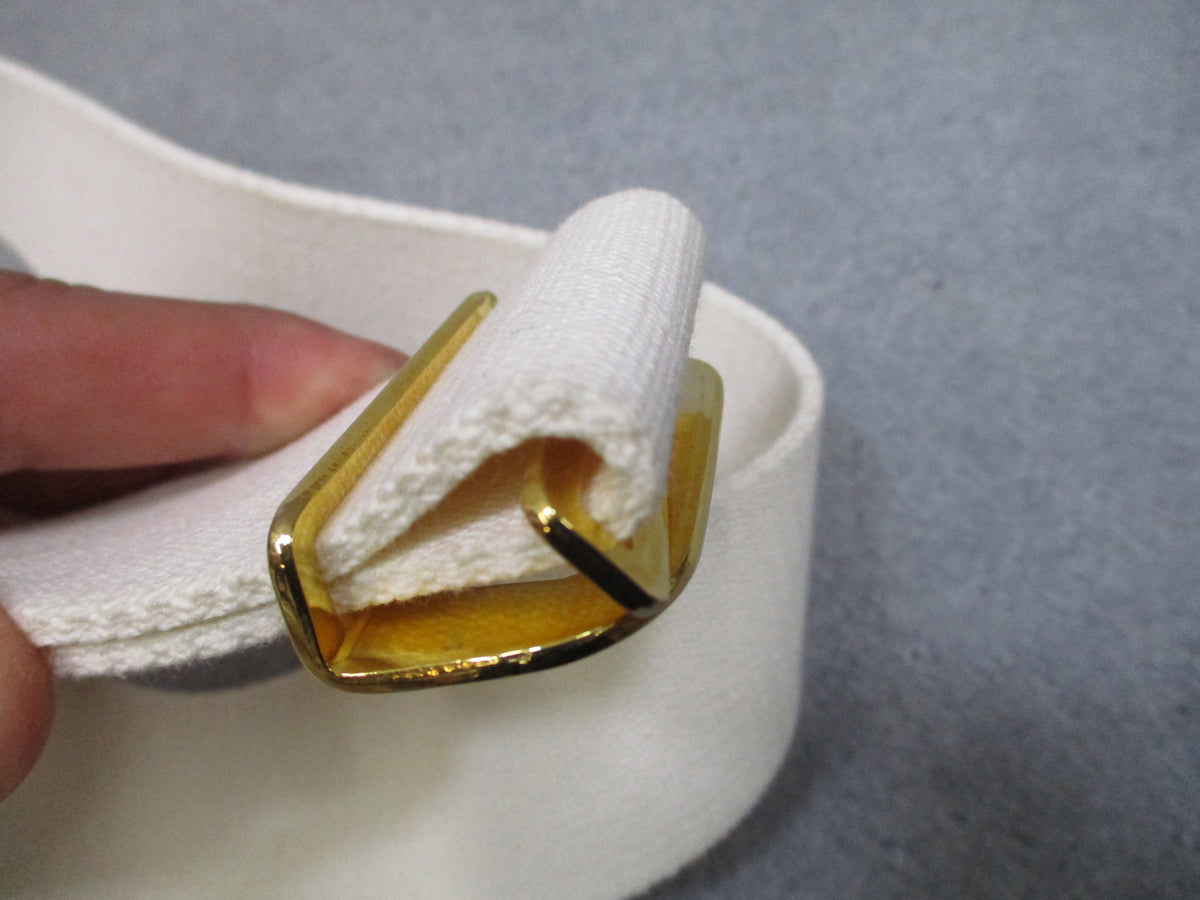 USMC White Dress Blues Belt Gold Tone EGA Buckle Adjustable Used