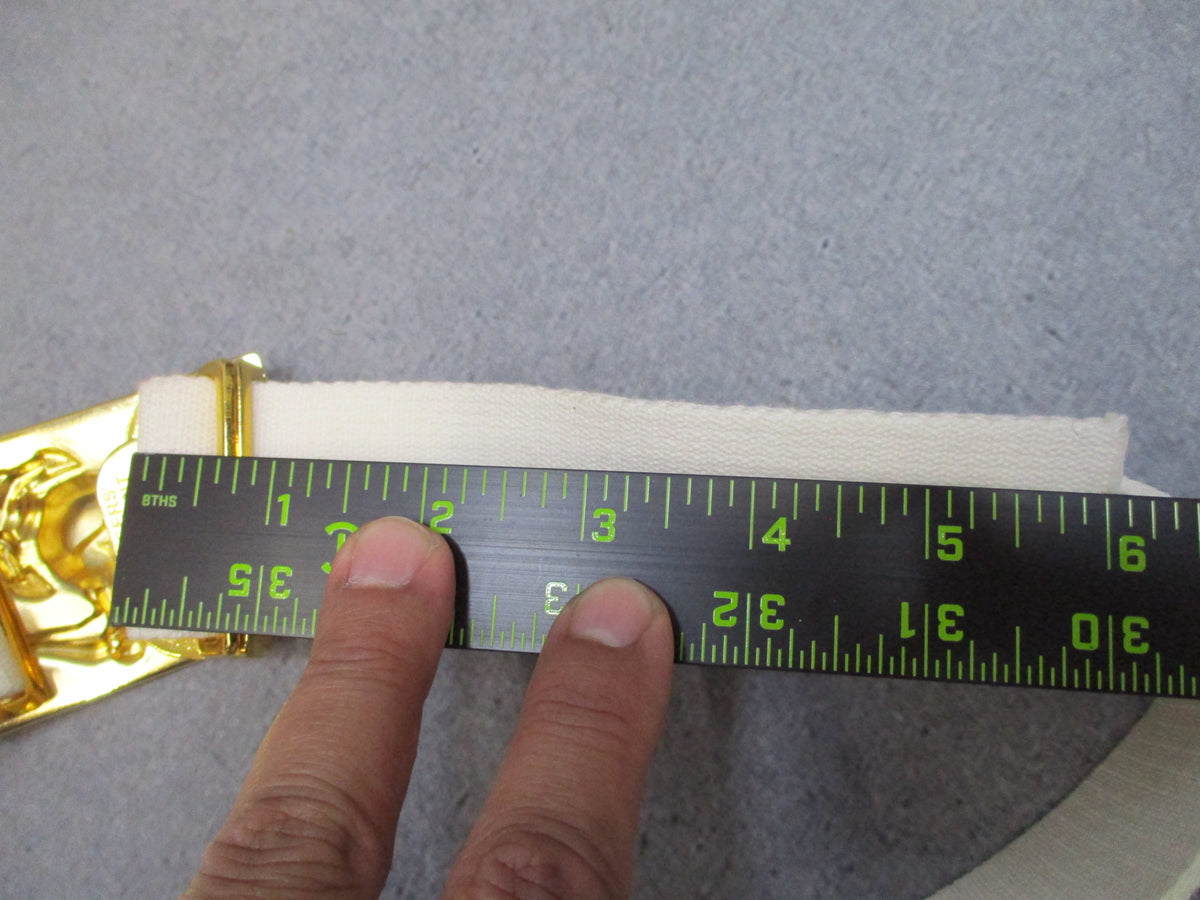 USMC White Dress Blues Belt Gold Tone EGA Buckle Adjustable Used