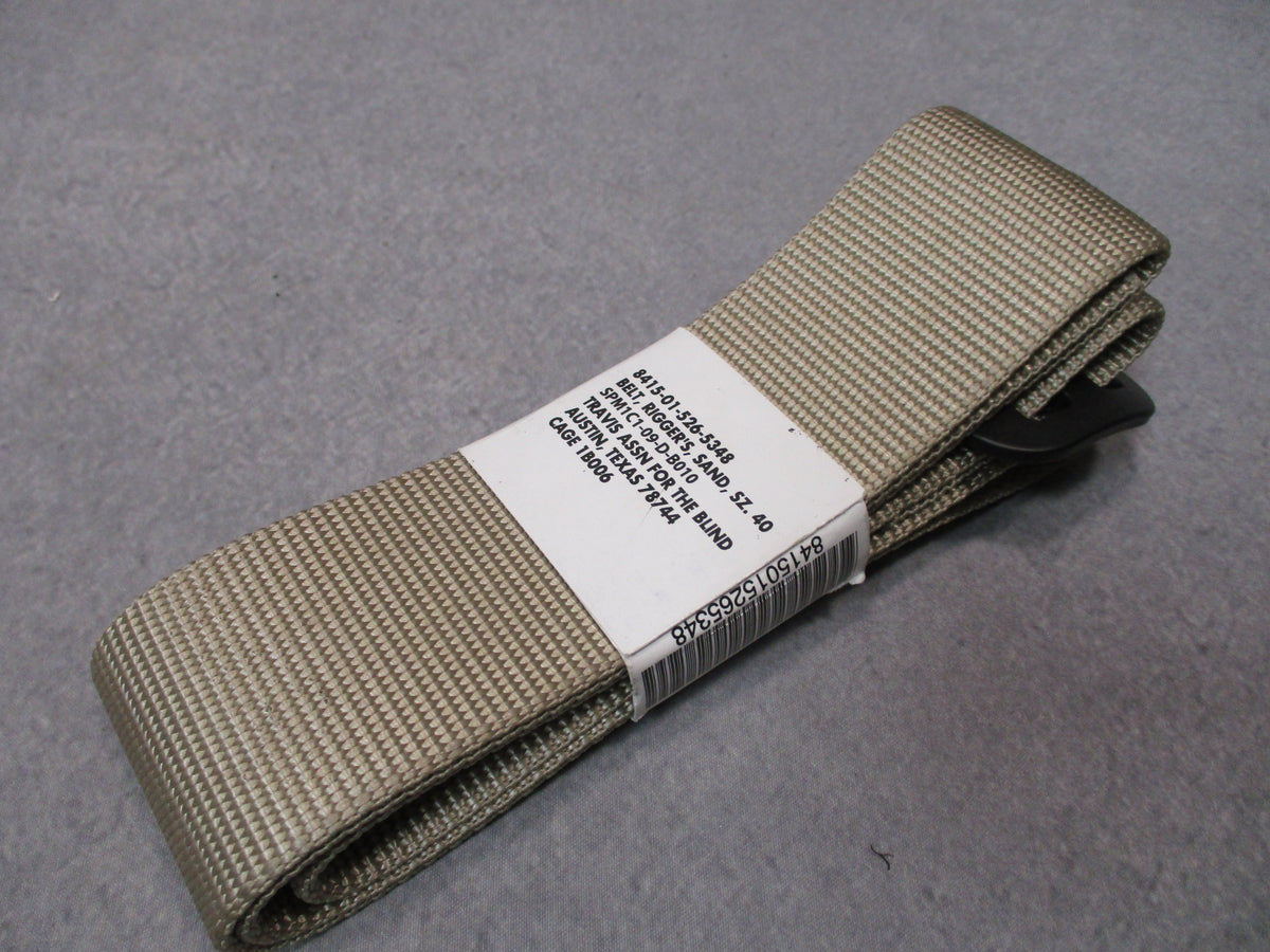 USGI Army Rigger Belt Desert Sand Size 40 Total Length Travis New With Tag - Centex Military Gear