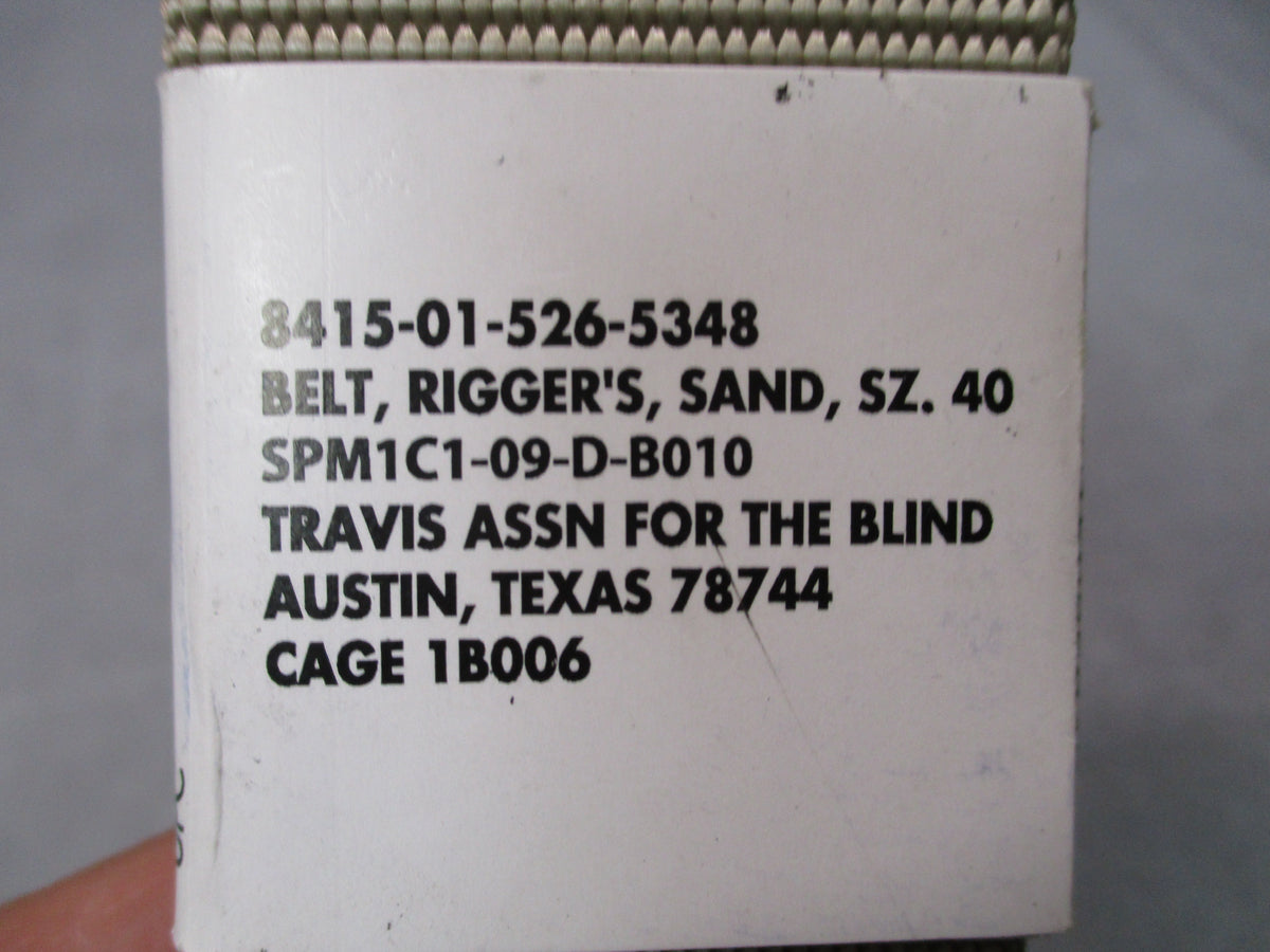 USGI Army Rigger Belt Desert Sand Size 40 Total Length Travis New With Tag - Centex Military Gear