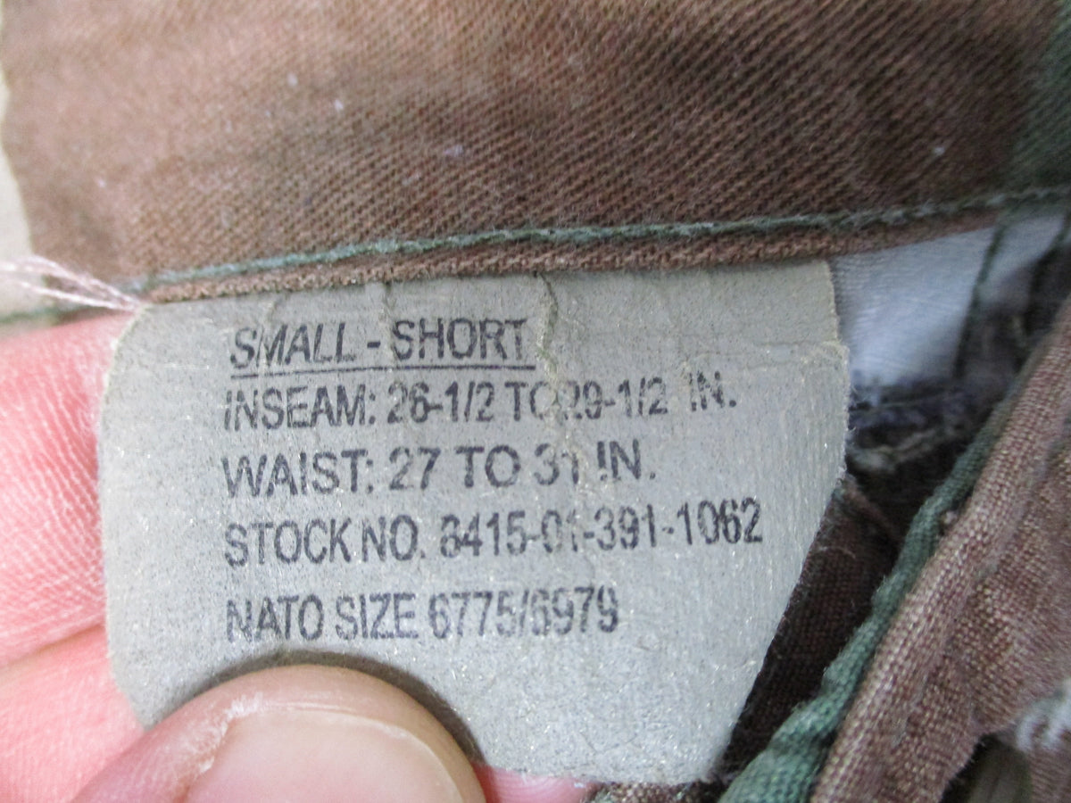 USGI Woodland BDU Trousers Small Short 27-31 NSN 8415-01-390-1062 Used