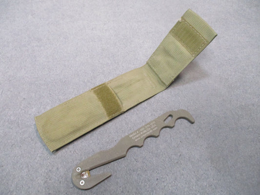 Ontario Knife USGI Strap Cutter Rescue Hook Tan 499 MOLLE Sheath Used