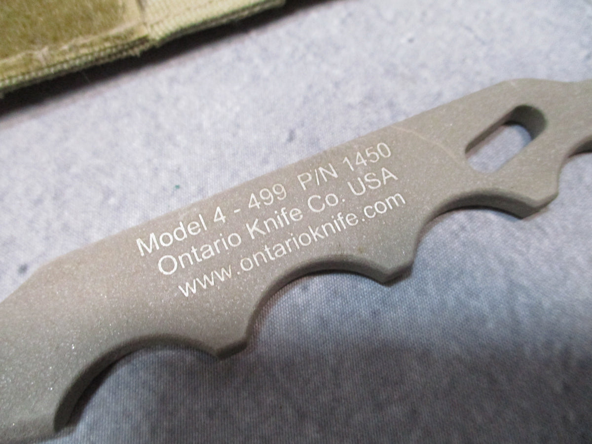Ontario Knife USGI Strap Cutter Rescue Hook Tan 499 MOLLE Sheath Used