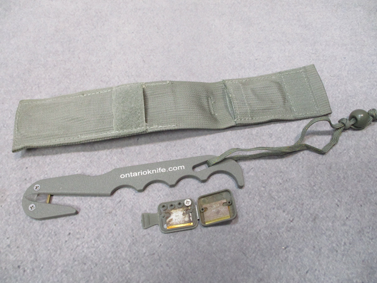 Ontario Knife USGI Model 1 Strap Cutter Rescue Hook Foliage Green w/ Spares