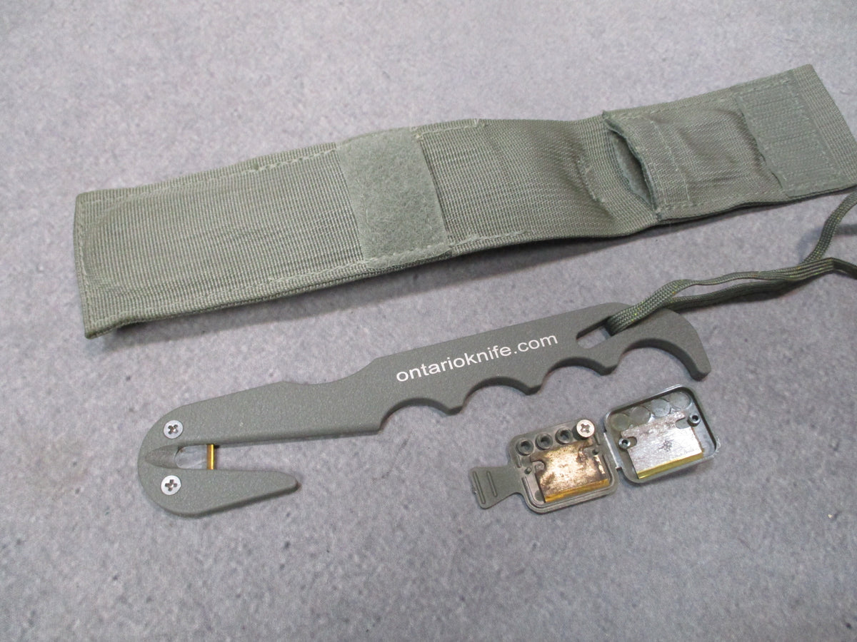 Ontario Knife USGI Model 1 Strap Cutter Rescue Hook Foliage Green w/ Spares