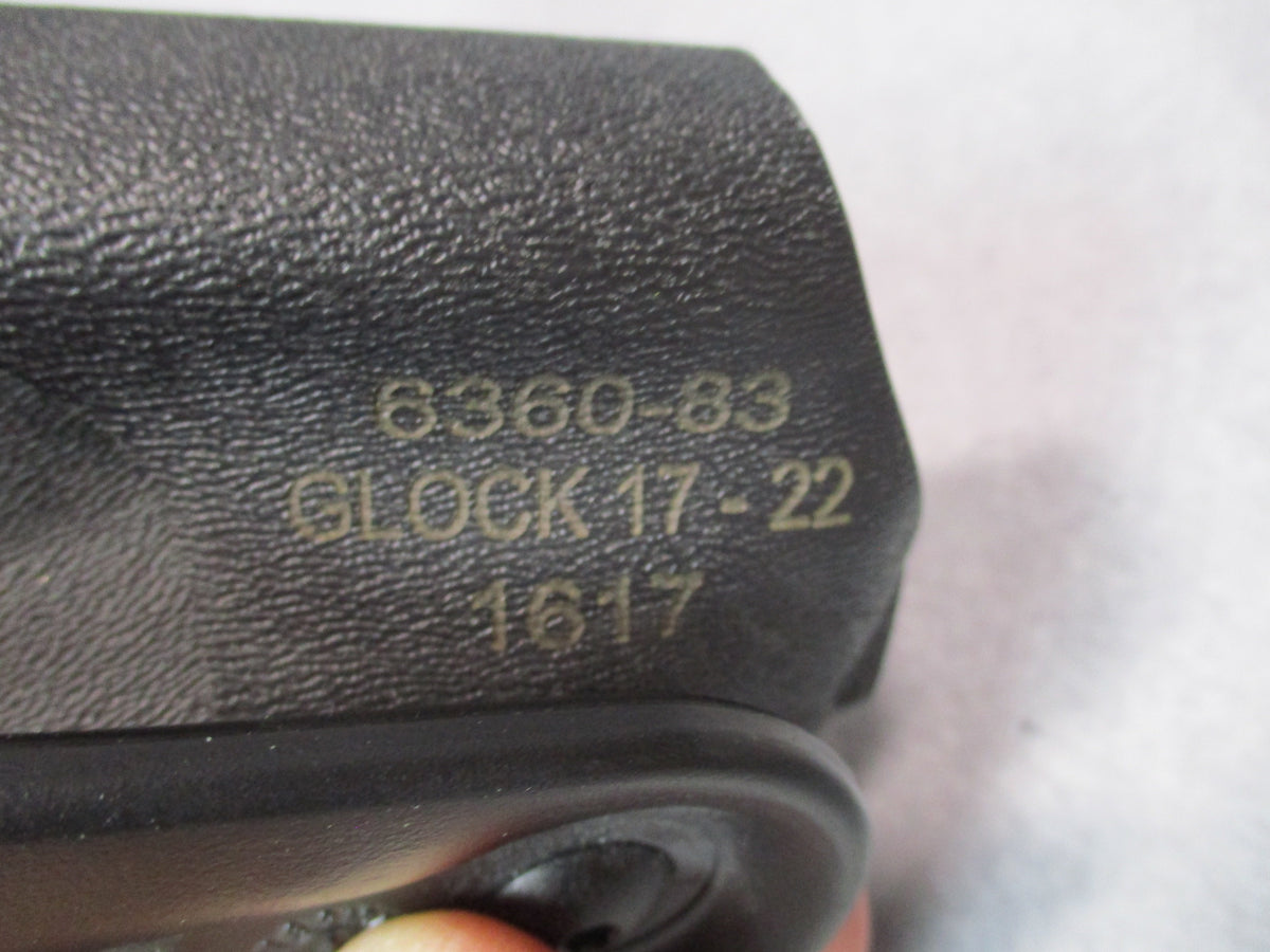 Safariland 6360-83 Glock 17/22 Level 3 duty holster with black belt mount, RH side, made for secure handgun retention