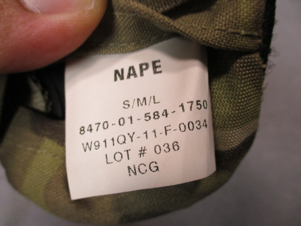 USGI military helmet NAPE pads in MultiCam camouflage, available in S, M, L sizes, used condition with helmet interior view