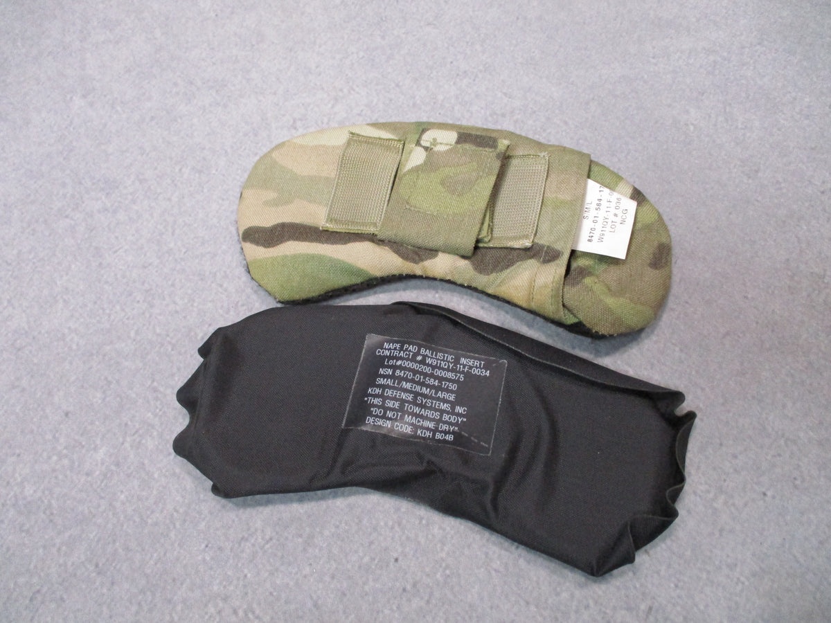 USGI Military Helmet NAPE Pads in MultiCam camo, used, available in S/M/L sizes, designed for ACH helmets for comfort and fit.