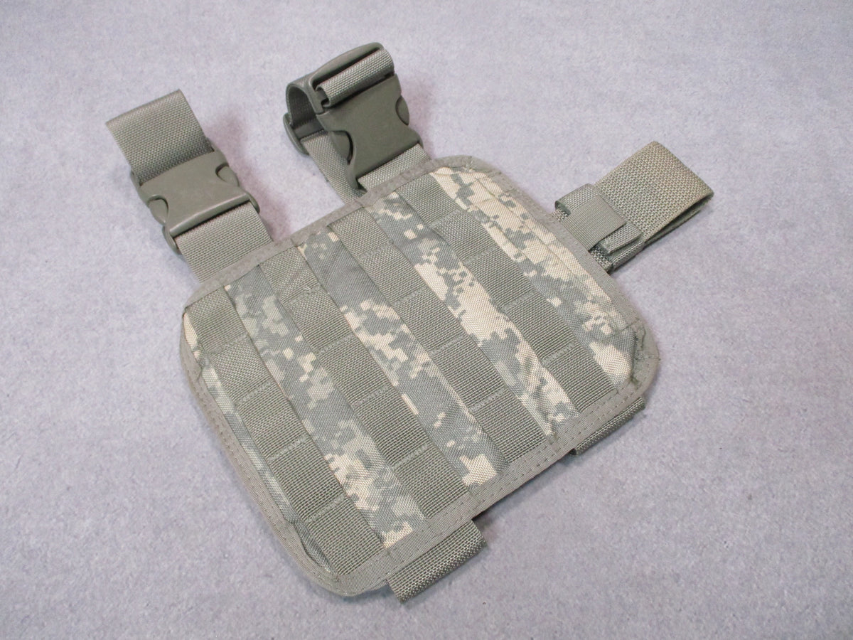 S.O.TECH ACU UCP MOLLE tactical leg platform with adjustable straps and multiple pouches for military and tactical gear.