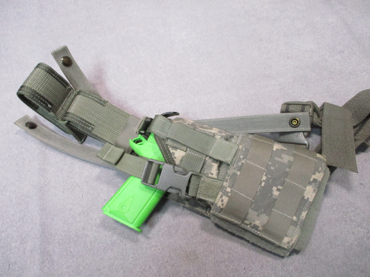 Eagle Industries UH-92F UCP universal drop leg MOLLE holster with ambidextrous design and tactical features for military use.