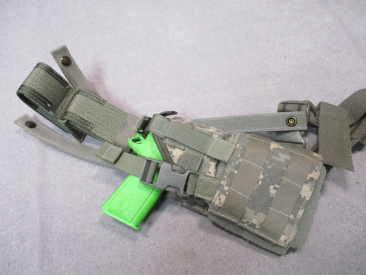 Eagle Industries UH-92F UCP universal drop leg MOLLE holster with ambidextrous design and tactical features for military use.