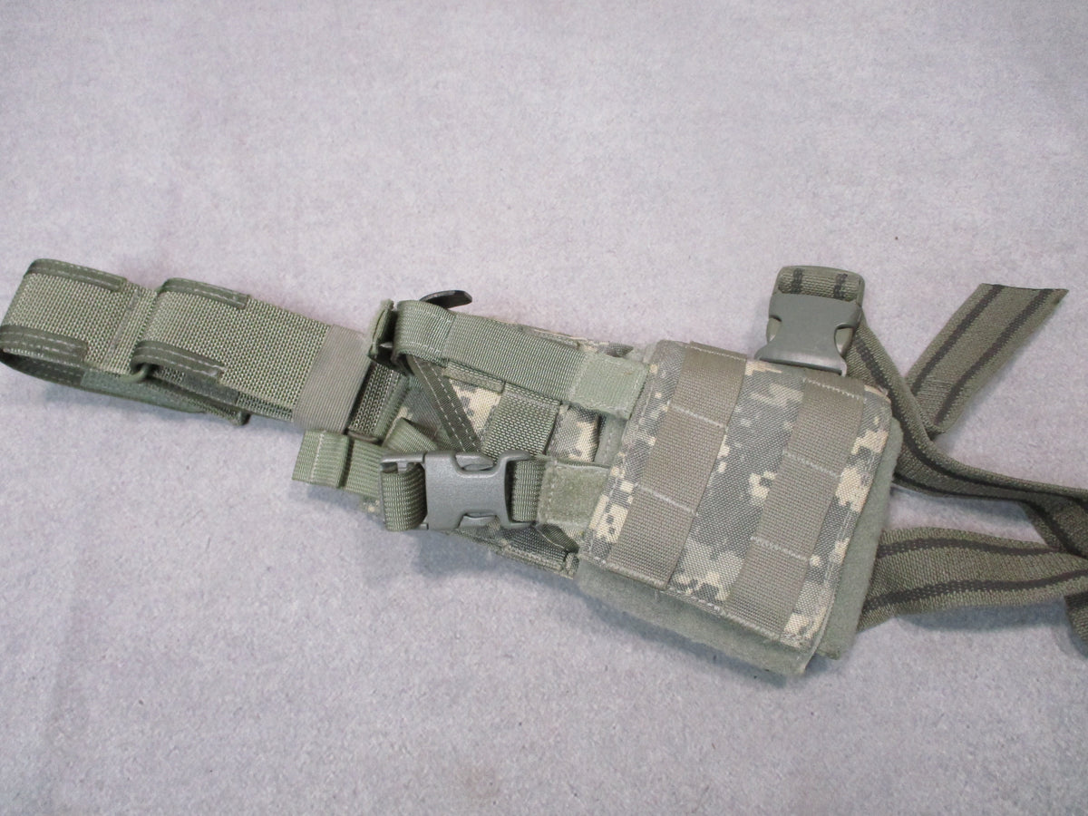Eagle Industries UH-92F UCP universal drop leg holster with MOLLE attachment and ambidextrous design for military use.