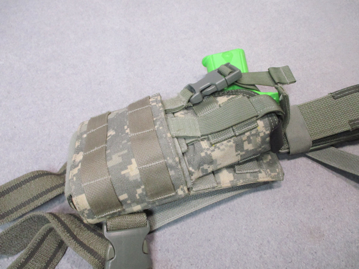 Eagle Industries UH-92F UCP universal drop leg holster with MOLLE attachment, ambidextrous design for tactical military use.