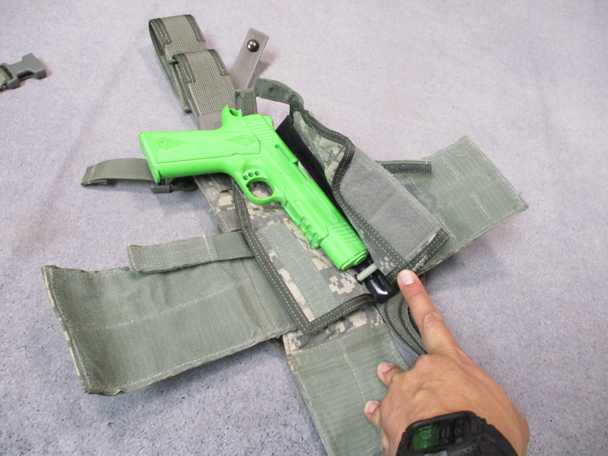 Eagle Industries UH-92F UCP universal drop leg holster with MOLLE attachment and ambidextrous design, suitable for military use.