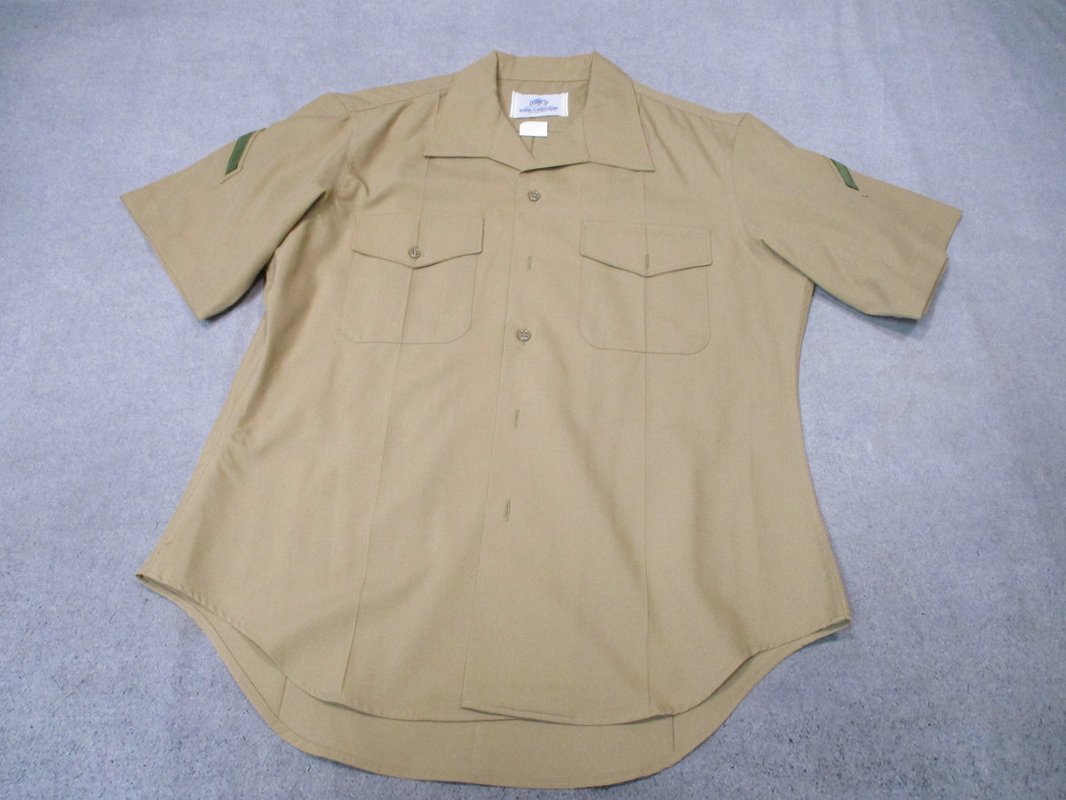 Genuine USMC Woolrich Valor Khaki Dress Shirt S/S 16.5 NSN 8405-01-515-8975
