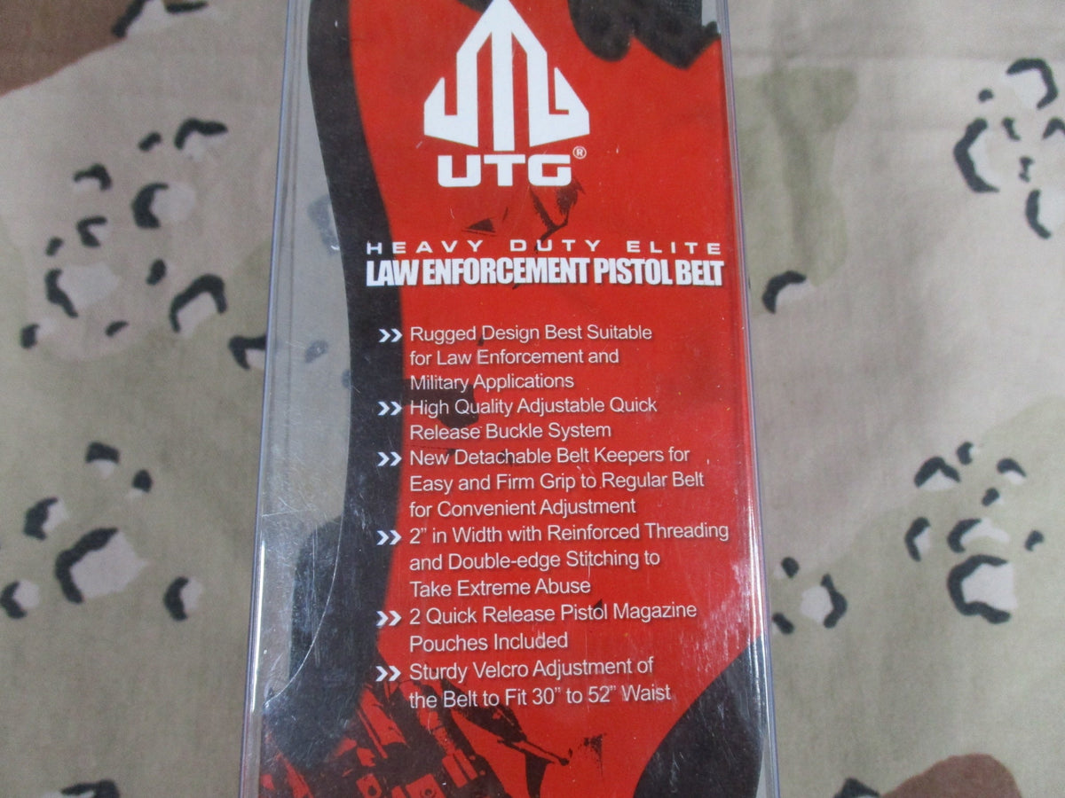 UTG PVC-B950-A Black 2 Inch Duty Pistol Belt 30-52 Waist 2 Mag Pouches New