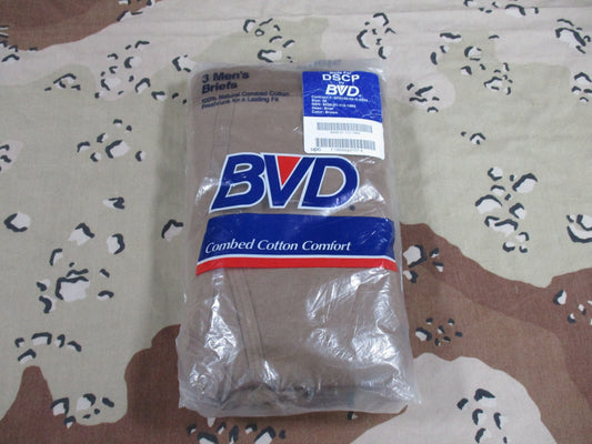 BVD DSCP Military Men's Briefs Size 38 Brown 3 Pack 100% Cotton New