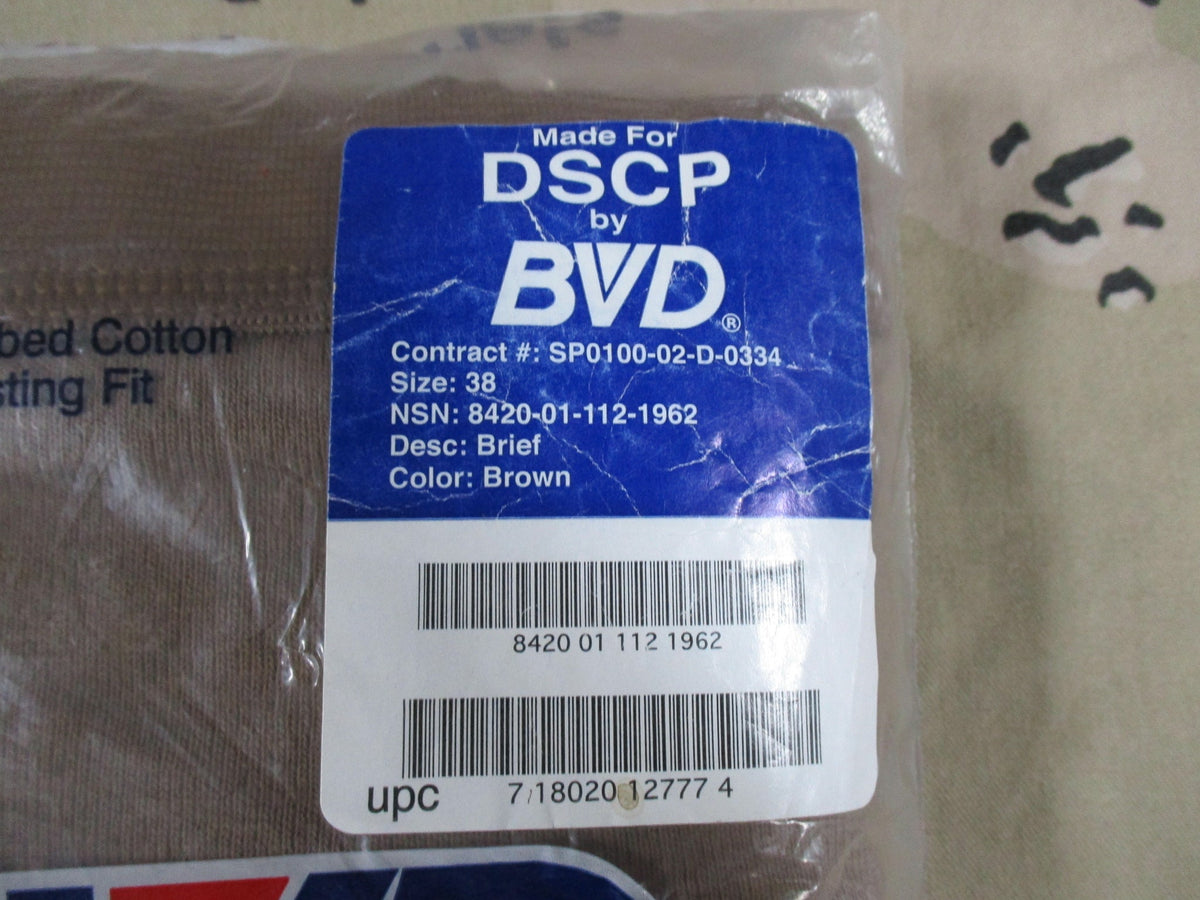 BVD DSCP Military Men's Briefs Size 38 Brown 3 Pack 100% Cotton New