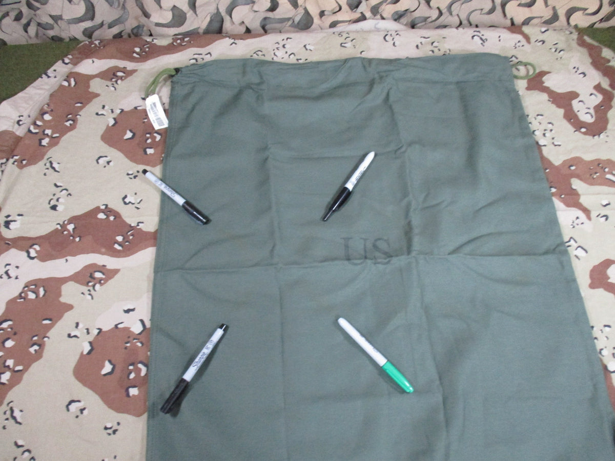 USGI OD Green Drawstring Laundry Barracks Bag NSN 8465-00-530-3692 Storage Marks