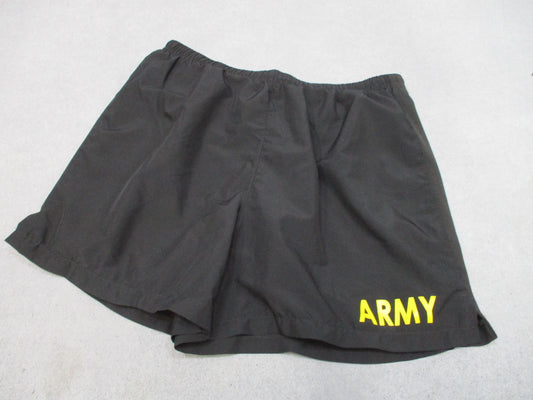 US Army APFU PT Shorts Large Black Yellow ARMY Physical Fitness Trunks