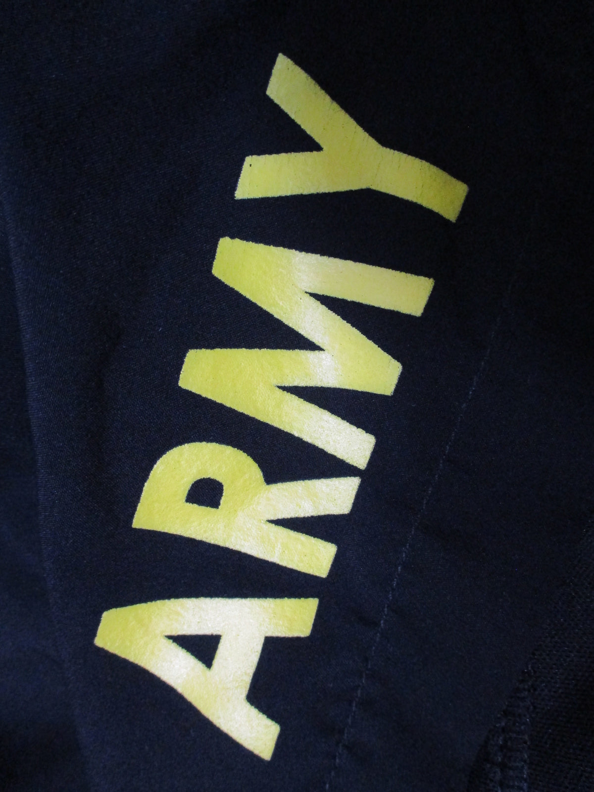 US Army APFU PT Shorts Large Black Yellow ARMY Physical Fitness Trunks