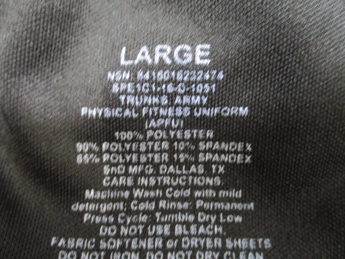 US Army APFU PT Shorts Large Black Yellow ARMY Physical Fitness Trunks