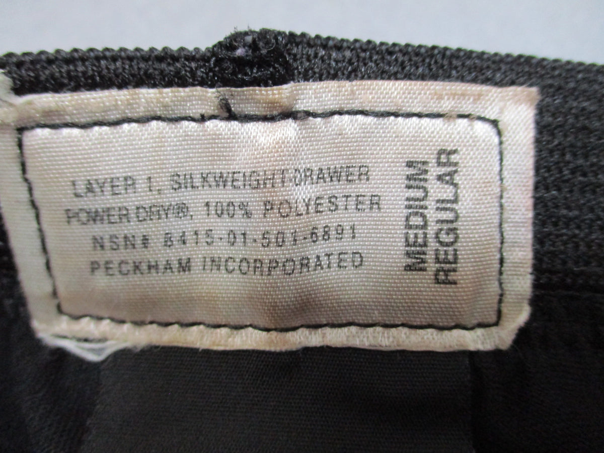 USGI Peckham Polartec Layer I Silkweight Drawers Medium Regular Black Thermal