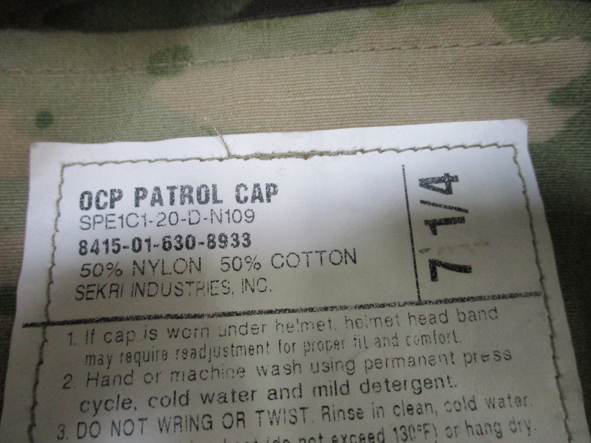 USGI SEKRI Scorpion OCP Patrol Cap 7 1/4 Military Camo Hat Map Pocket