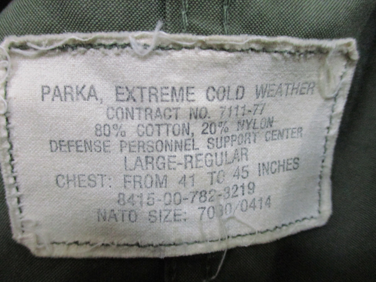 USGI M-65 OD Green Fishtail Parka Large Regular NSN 8415-00-782-3219