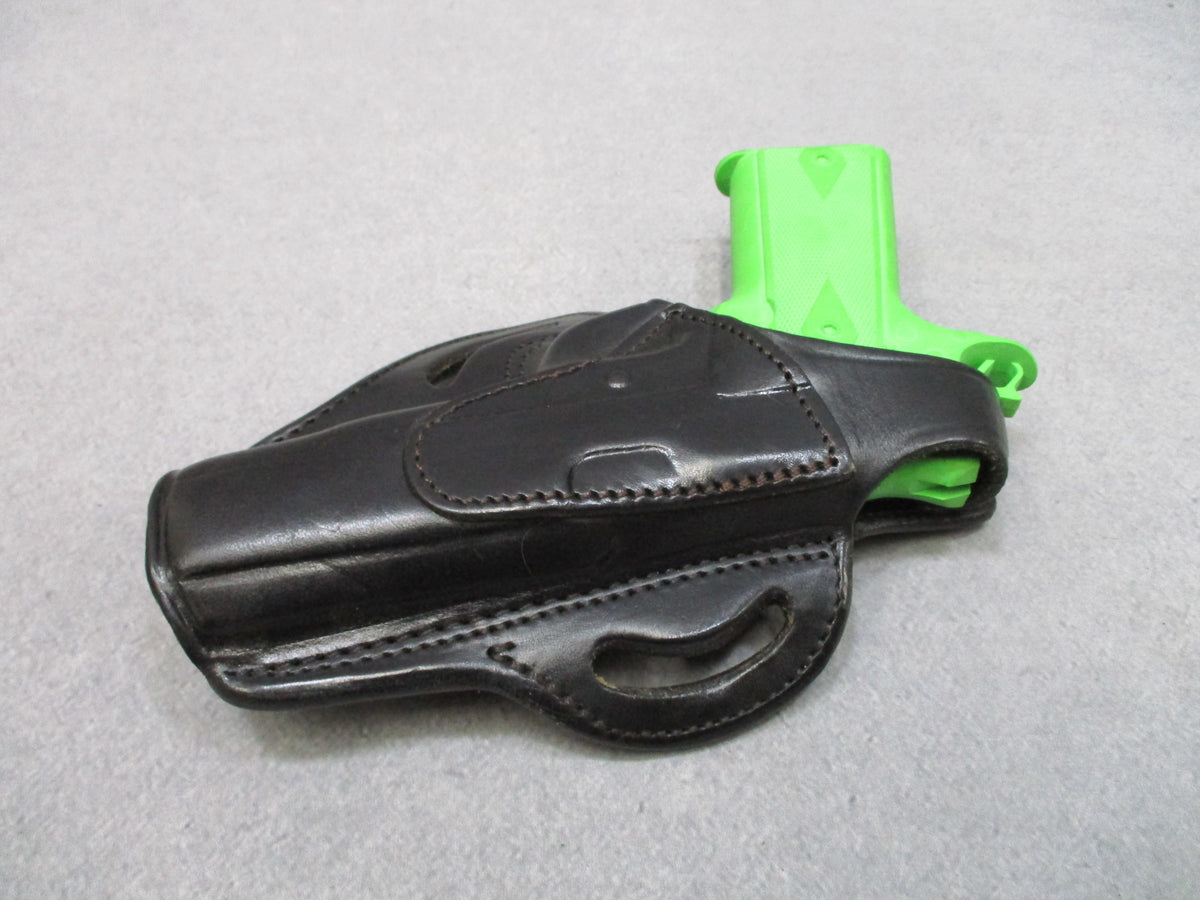 Texas 1836 Leather Pancake Holster 1911 Black OWB Belt Thumb Break