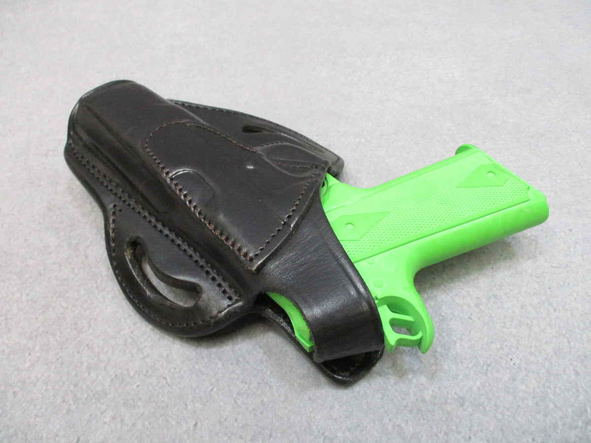 Texas 1836 Leather Pancake Holster 1911 Black OWB Belt Thumb Break