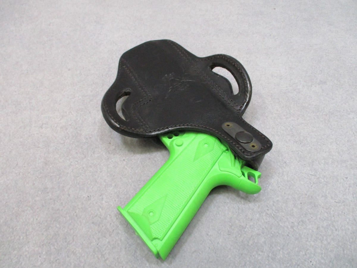 Texas 1836 Leather Pancake Holster 1911 Black OWB Belt Thumb Break