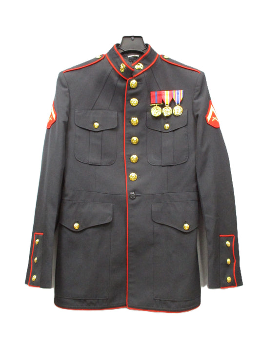 USMC Dress Blue Coat 48L Crown Clothing Marine Corps Jacket Rank Medals