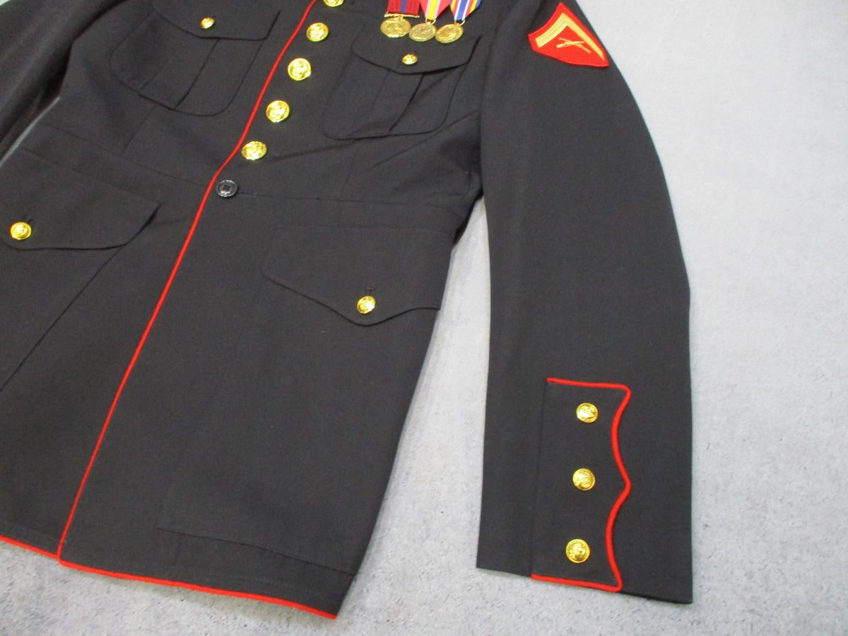 USMC Dress Blue Coat 48L Crown Clothing Marine Corps Jacket Rank Medals