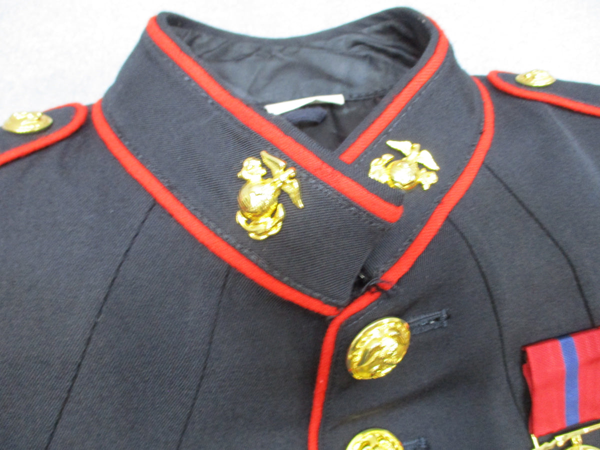 USMC Dress Blue Coat 48L Crown Clothing Marine Corps Jacket Rank Medals