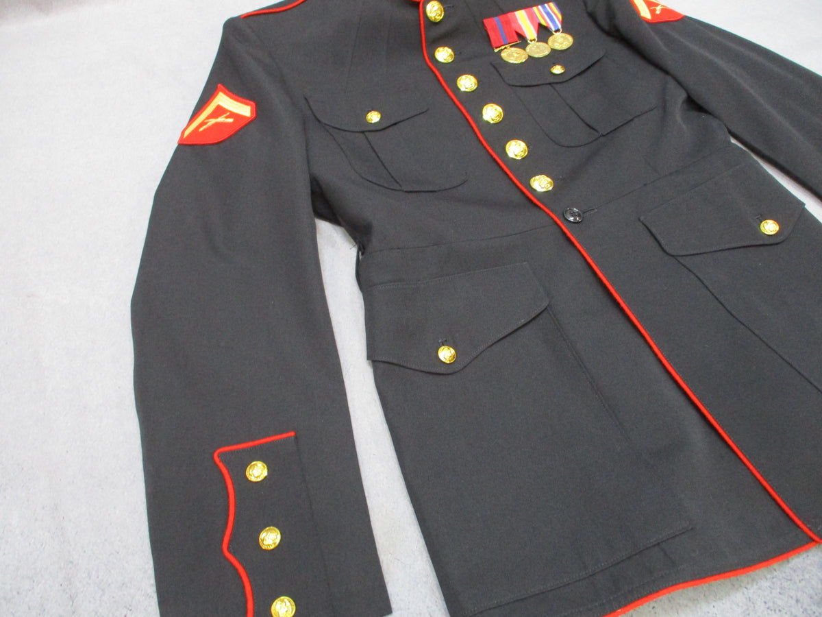 USMC Dress Blue Coat 48L Crown Clothing Marine Corps Jacket Rank Medals