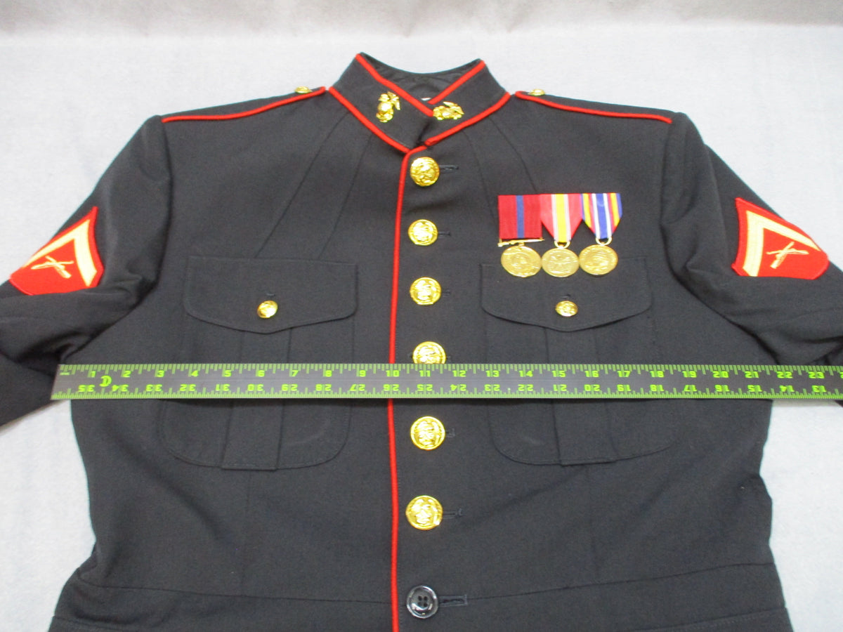 USMC Dress Blue Coat 48L Crown Clothing Marine Corps Jacket Rank Medals
