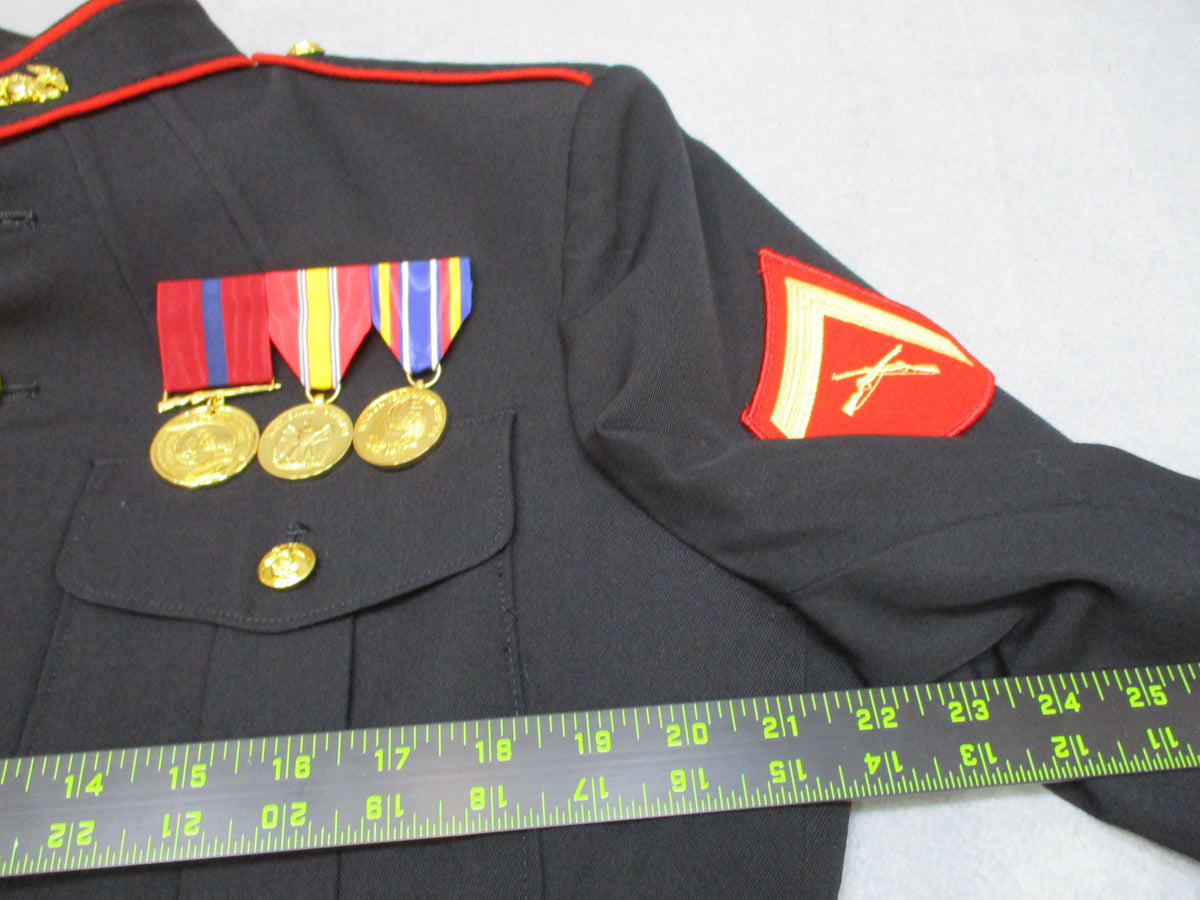 USMC Dress Blue Coat 48L Crown Clothing Marine Corps Jacket Rank Medals