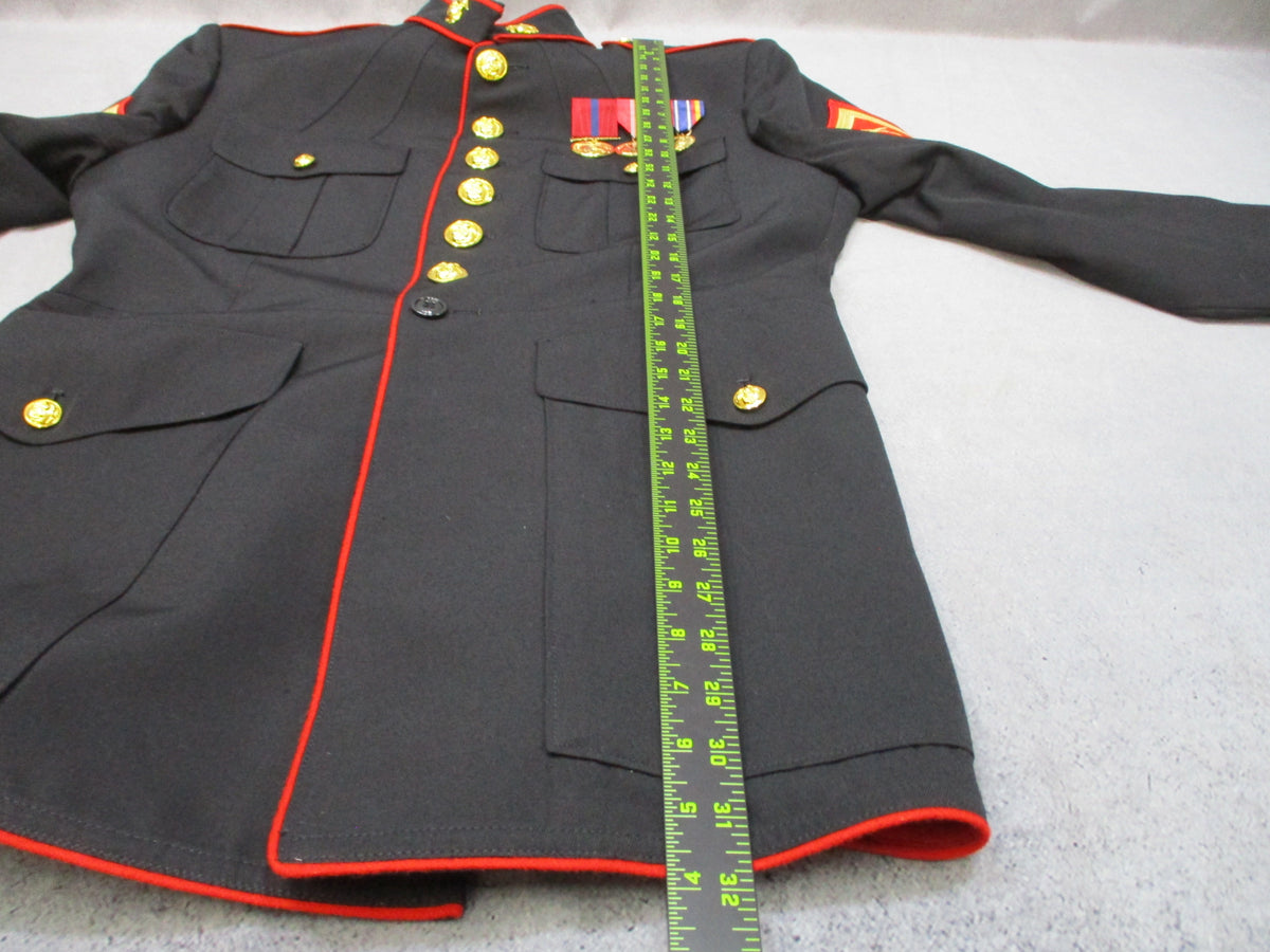 USMC Dress Blue Coat 48L Crown Clothing Marine Corps Jacket Rank Medals