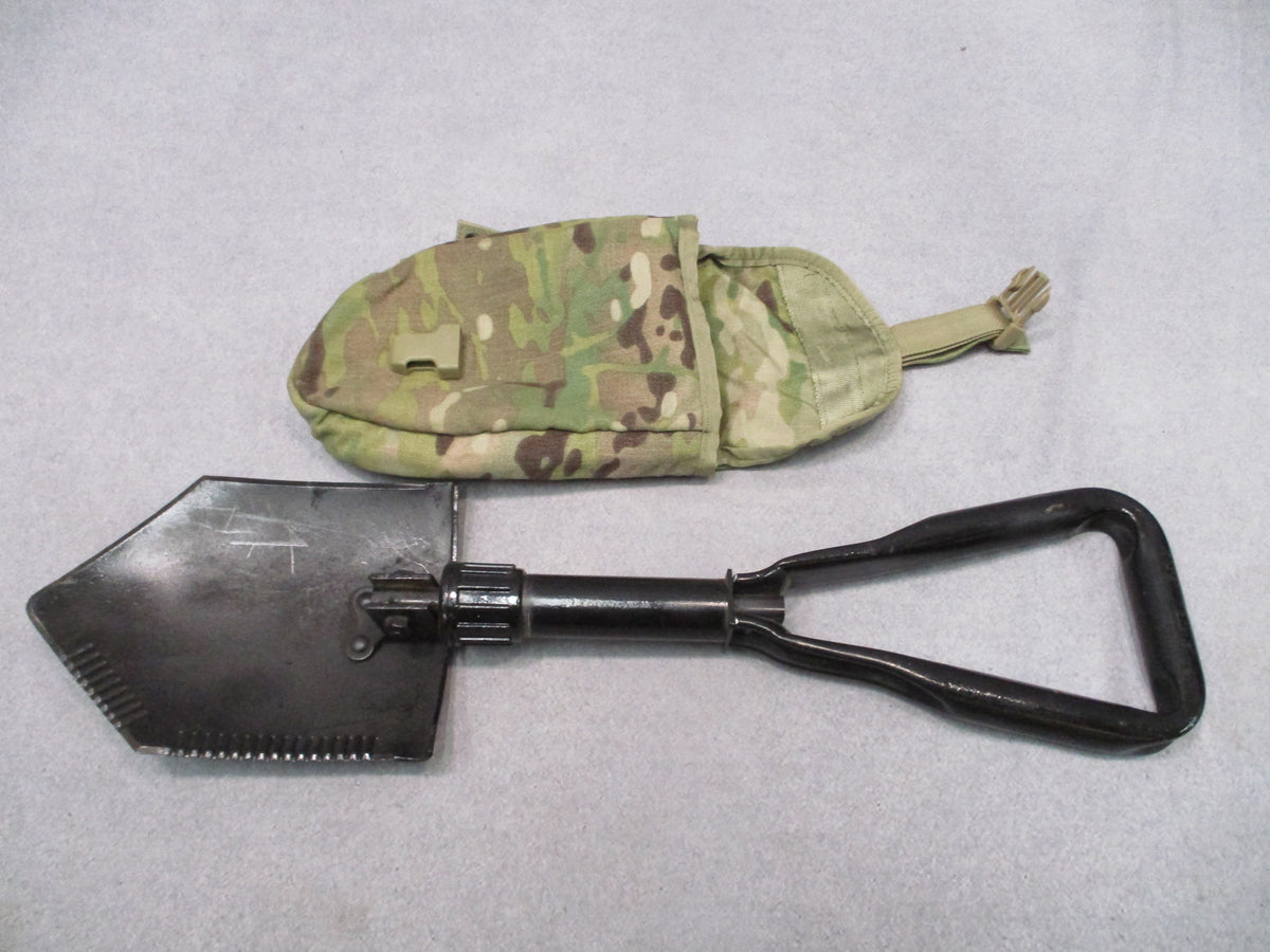 USGI Ames 1985 Folding Entrenching Tool E-Tool Shovel w MultiCam MOLLE II Pouch