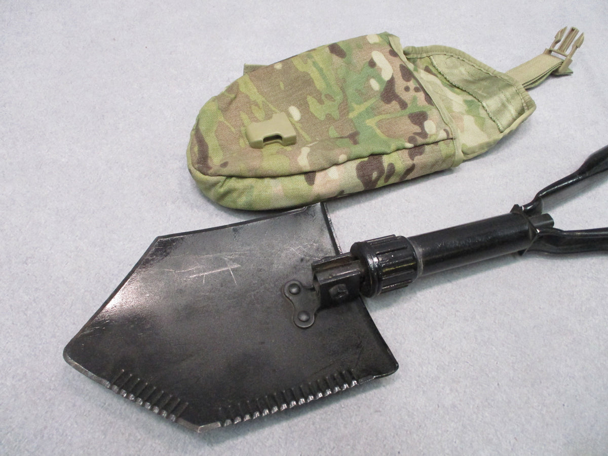 USGI Ames 1985 Folding Entrenching Tool E-Tool Shovel w MultiCam MOLLE II Pouch