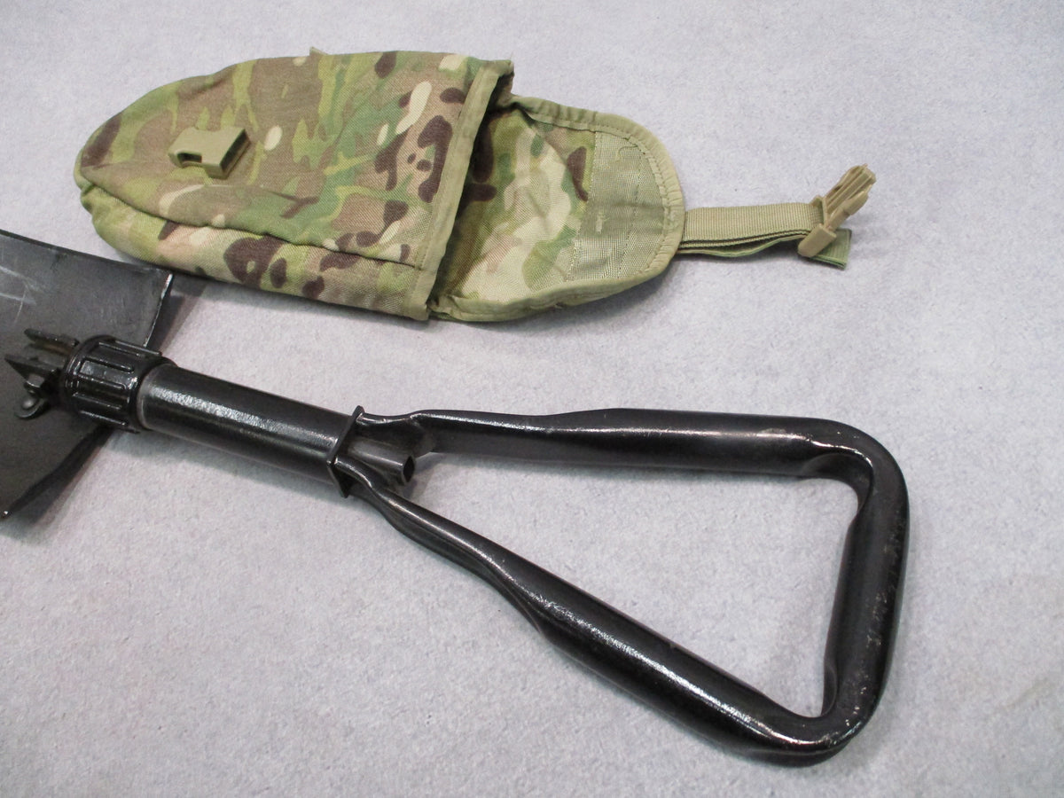 USGI Ames 1985 Folding Entrenching Tool E-Tool Shovel w MultiCam MOLLE II Pouch