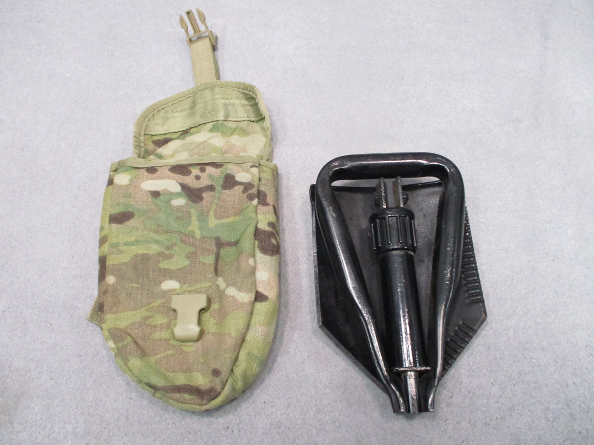USGI Ames 1985 Folding Entrenching Tool E-Tool Shovel w MultiCam MOLLE II Pouch