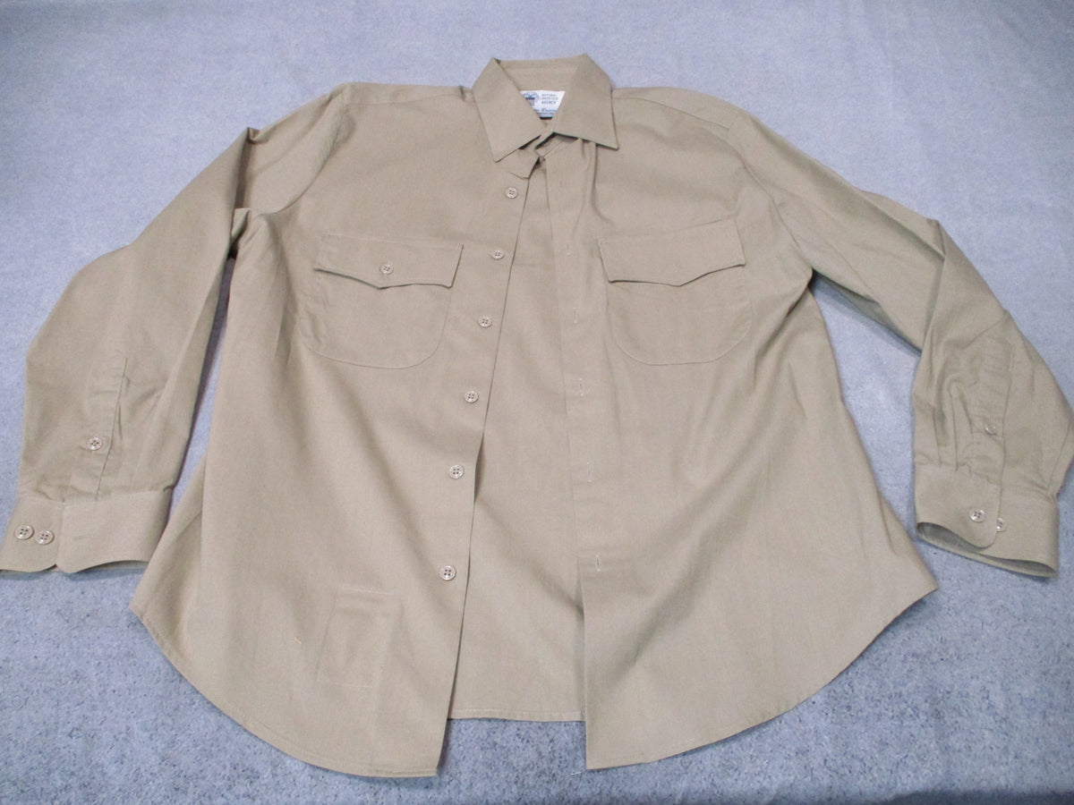 US Army AGSU Men's Heritage Tan 566 Long Sleeve Shirt 22.5in Pit to Pit